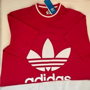 Adidas trefoil red crop top tee NWT